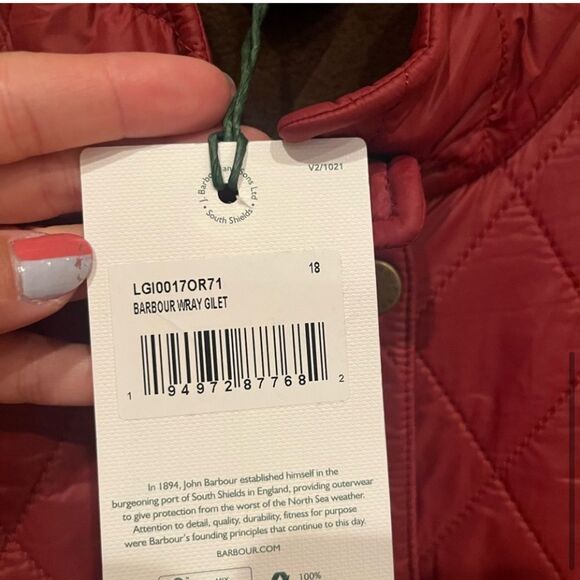 NWT Barbour Wray Gilet Deep Claret Orange Fleece Lined Quilted Vest - Picture 5 of 8